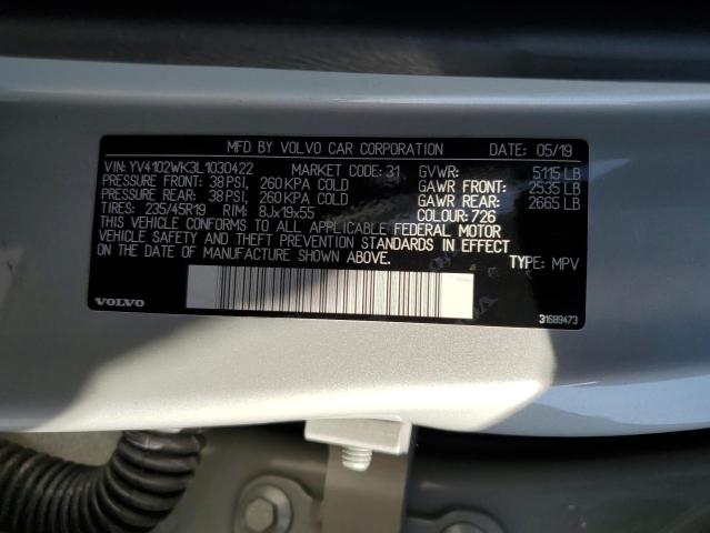 2020 VOLVO V60 YV4102WK3L1030422