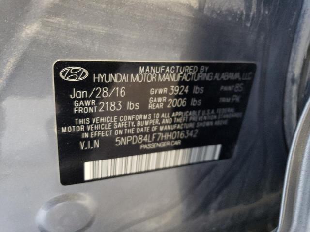 5NPD84LF7HH016342 Hyundai ELANTRA SE