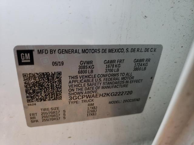 3GCPWAEH2KG222720 Chevrolet Silverado C1500
