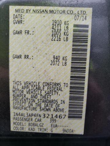 1N4AL3AP4FN321467 Nissan ALTIMA 2.5