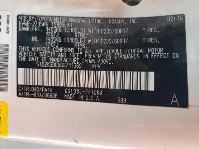 5TDZK3DC9GS711369 Toyota SIENNA