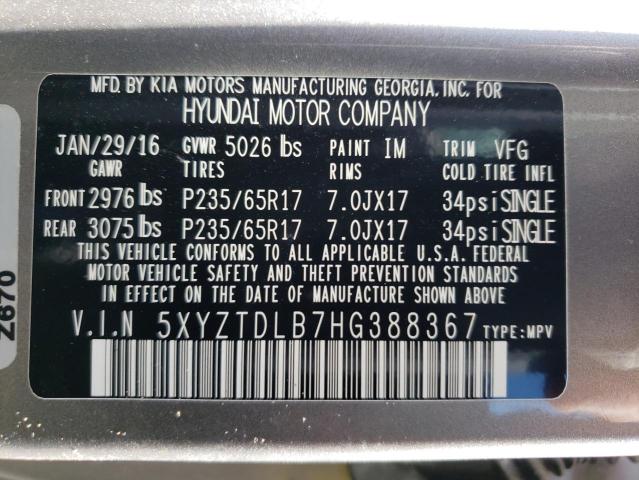 5XYZTDLB7HG388367 Hyundai SANTA FE SPORT