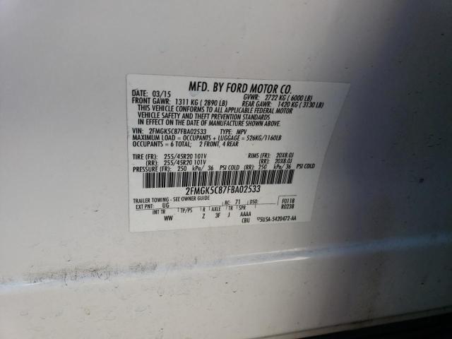 2FMGK5C87FBA02533 Ford FLEX SEL