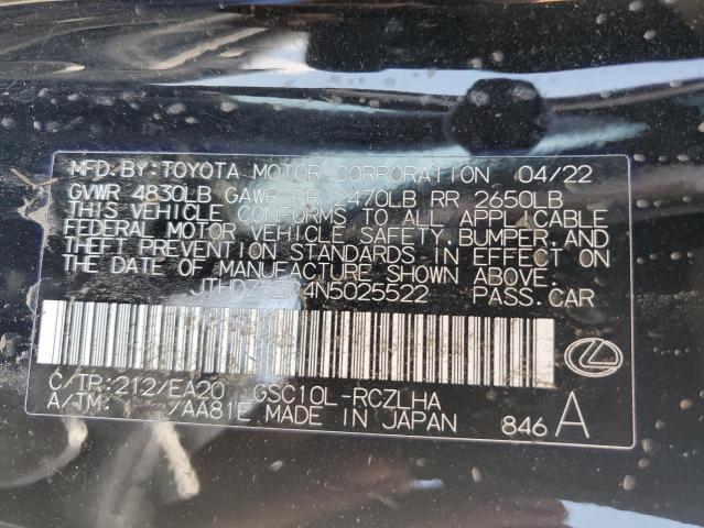 2022 LEXUS RC 350 BAS - JTHDZ5BC4N5025522