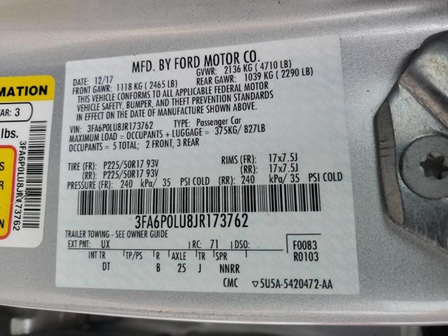 3FA6P0LU8JR173762 Ford Fusion Se Hybrid