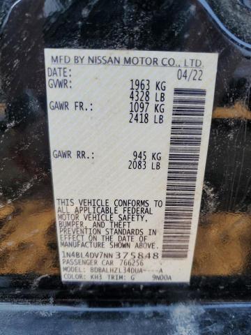 1N4BL4DV7NN375848 Nissan ALTIMA SV