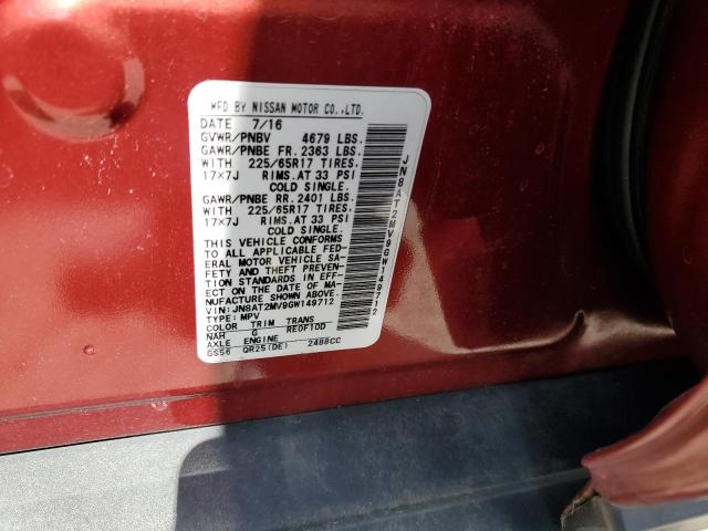 JN8AT2MV9GW149712 Nissan ROGUE S