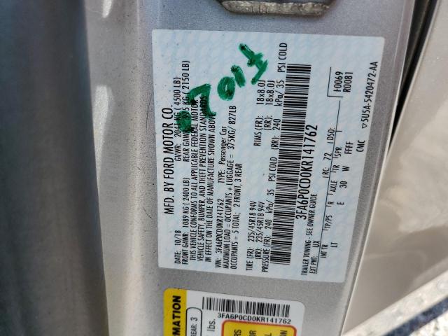 3FA6P0CD0KR141762 Ford FUSION SEL