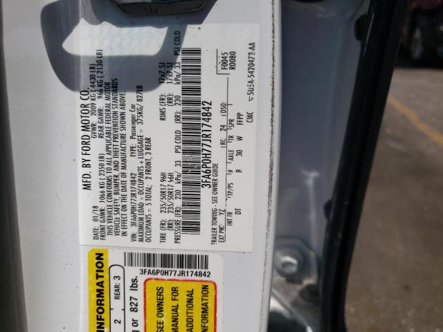 3FA6P0H77JR174842 2018 FORD FUSION, photo no. 12