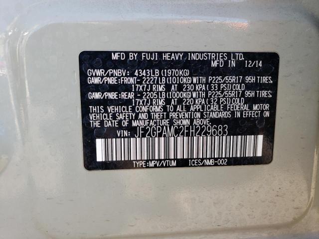 VIN: JF2GPAMC2FH229683 Auction: COPART Lot: 63803003 Location: NM - ALBUQUERQUE JF2GPAMC2FH229683 SUBARU XV 2015 TAN Photo 12