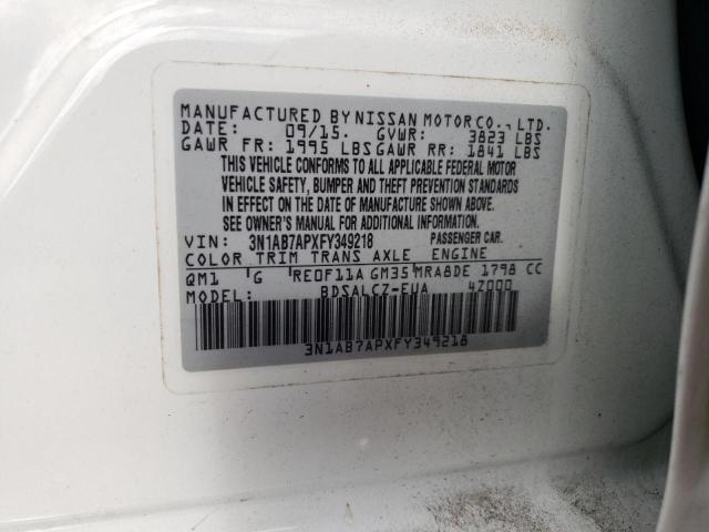 3N1AB7APXFY349218 Nissan SENTRA S