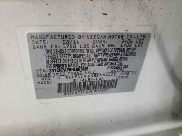 3N1CN7AP6HL807885 Nissan VERSA S