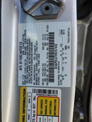 3FA6P0LU7HR247442 Ford Fusion Se Hybrid
