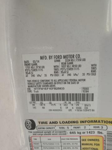 1FTFW1EF1EFB25833 Ford F150 Supercrew