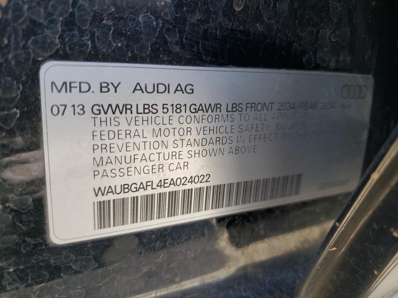 WAUBGAFL4EA024022 2014 Audi S4 Premium Plus