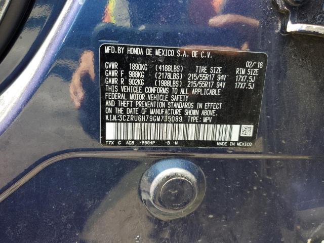 3CZRU6H79GM735089 Honda Hr-v Exl