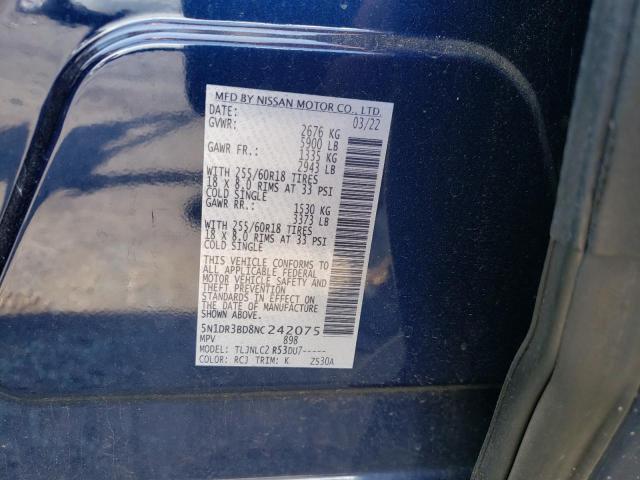 5N1DR3BD8NC242075 Nissan Pathfinder Sv