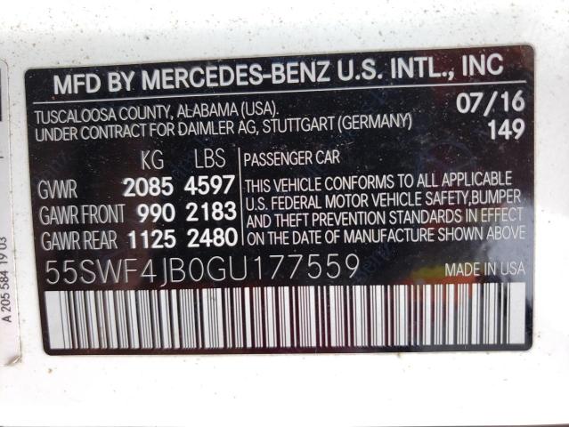 55SWF4JB0GU177559 2016 MERCEDES-BENZ C-CLASS, photo no. 13