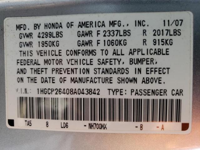 1HGCP26408A043842 | 2008 Honda accord lxp