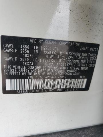 VIN: 4S4BTAPC2M3177882 Auction: COPART Lot: 63160773 Location: KY - LEXINGTON EAST 4S4BTAPC2M3177882 SUBARU OUTBACK 2021 WHITE Photo 13