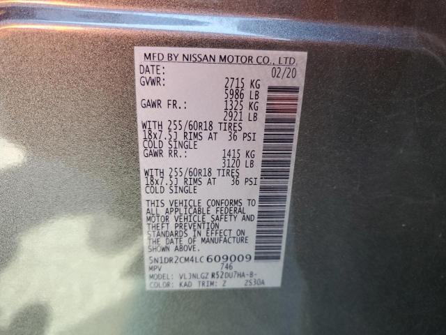5N1DR2CM4LC609009 Nissan Pathfinder Sl