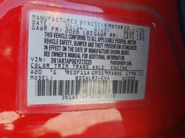 3N1AB7AP9GY273220 Nissan SENTRA S