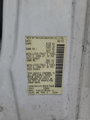 2015 NISSAN NV 1500 - 1N6BF0KX1FN804768