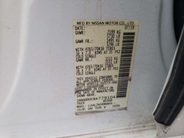 1N6DD0ER3KN779104 Nissan FRONTIER S