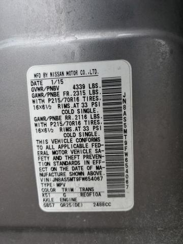 JN8AS5MT9FW654067 Nissan Rogue Select S
