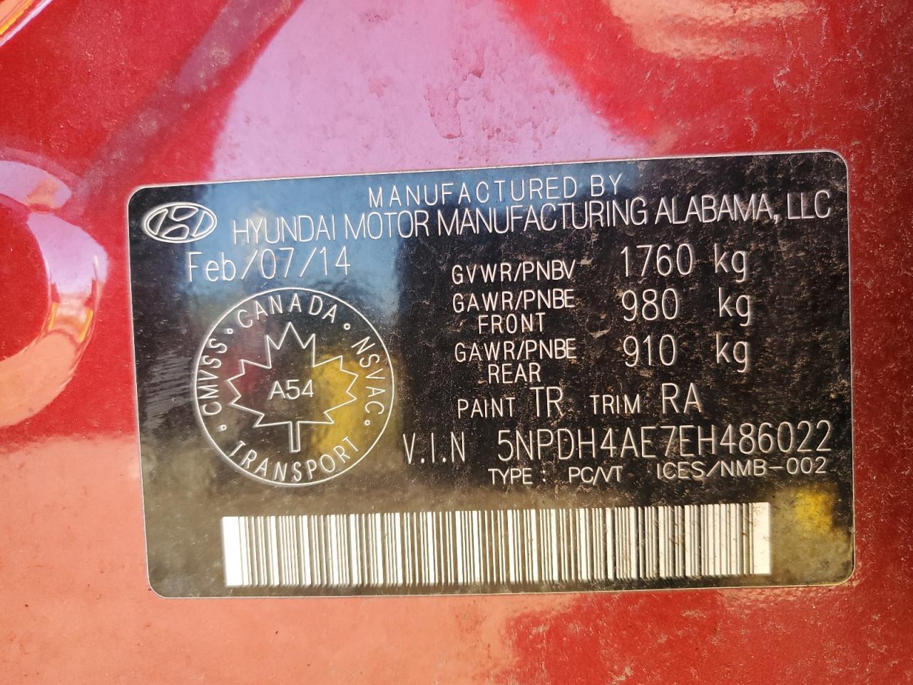 5NPDH4AE7EH486022 2014 Hyundai Elantra Se