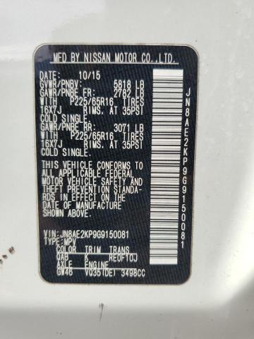 JN8AE2KP9G9150081 Nissan QUEST S