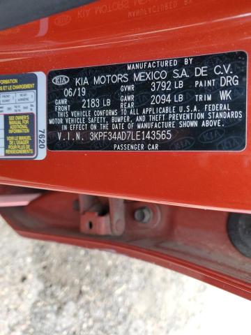 3KPF34AD7LE143565 KIA Forte Gt Line