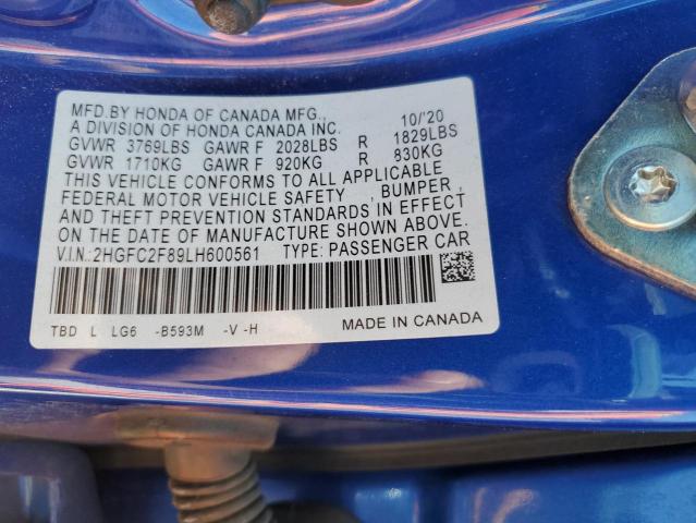 2HGFC2F89LH600561 Honda Civic Sport