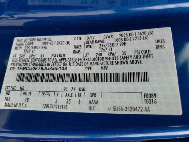 1FMCU0F78JUA65108 Ford ESCAPE S