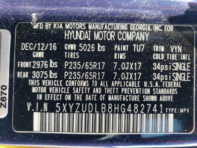 5XYZUDLB8HG482741 Hyundai SANTA FE SPORT