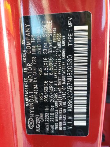 KM8K2CAB7NU820530 Hyundai Kona Sel