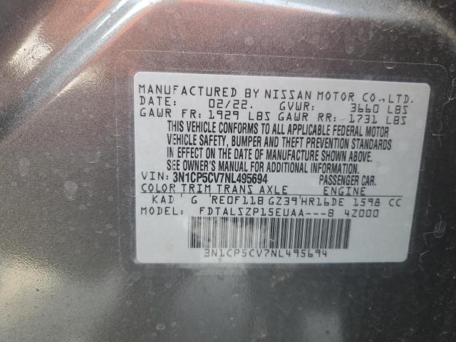 3N1CP5CV7NL495694 Nissan KICKS SV