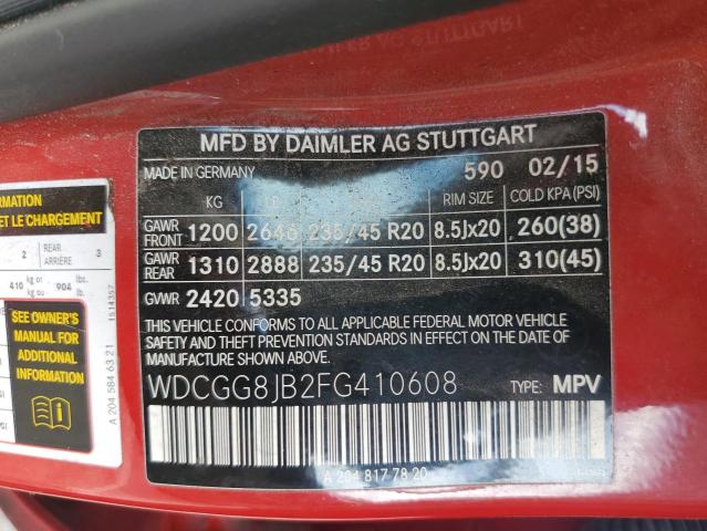 WDCGG8JB2FG410608 Mercedes-Benz Glk 350 4matic