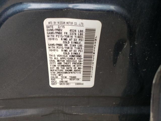 JN8AS5MV3FW757115 Nissan Rogue Select S