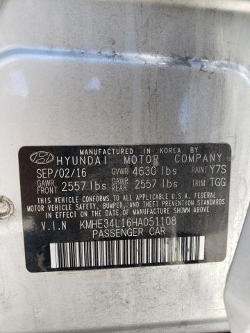 KMHE34L16HA051108 Hyundai SONATA HYBRID