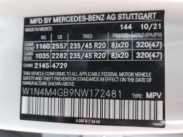 W1N4M4GB9NW172481 Mercedes-Benz GLB 250