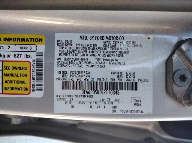 3FA6P0SU0JR110348 Ford Fusion Titanium/platinum Phev