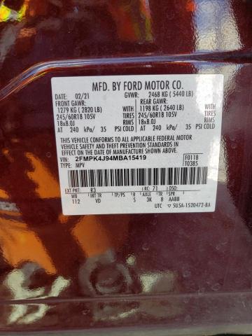 2FMPK4J94MBA15419 2021 FORD EDGE, photo no. 13