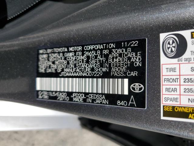 2022 TOYOTA MIRAI LE JTDAAAAAXNA007229