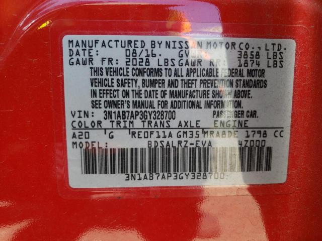 3N1AB7AP3GY328700 Nissan SENTRA S