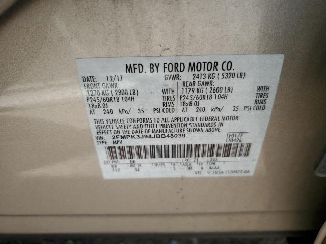 2FMPK3J94JBB48039 2018 FORD EDGE, photo no. 12