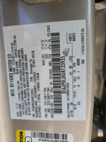 3FA6P0LU0JR133935 2018 FORD FUSION, photo no. 12