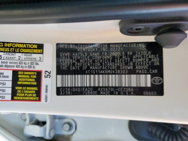 2021 TOYOTA CAMRY NIGH - 4T1S11AK6MU438303