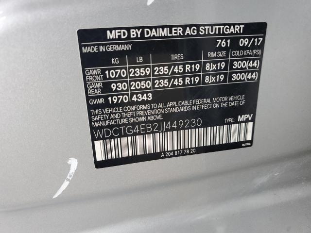 2018 MERCEDES-BENZ GLA 250 - WDCTG4EB2JJ449230