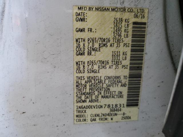 1N6AD0EV1GN781831 Nissan FRONTIER S